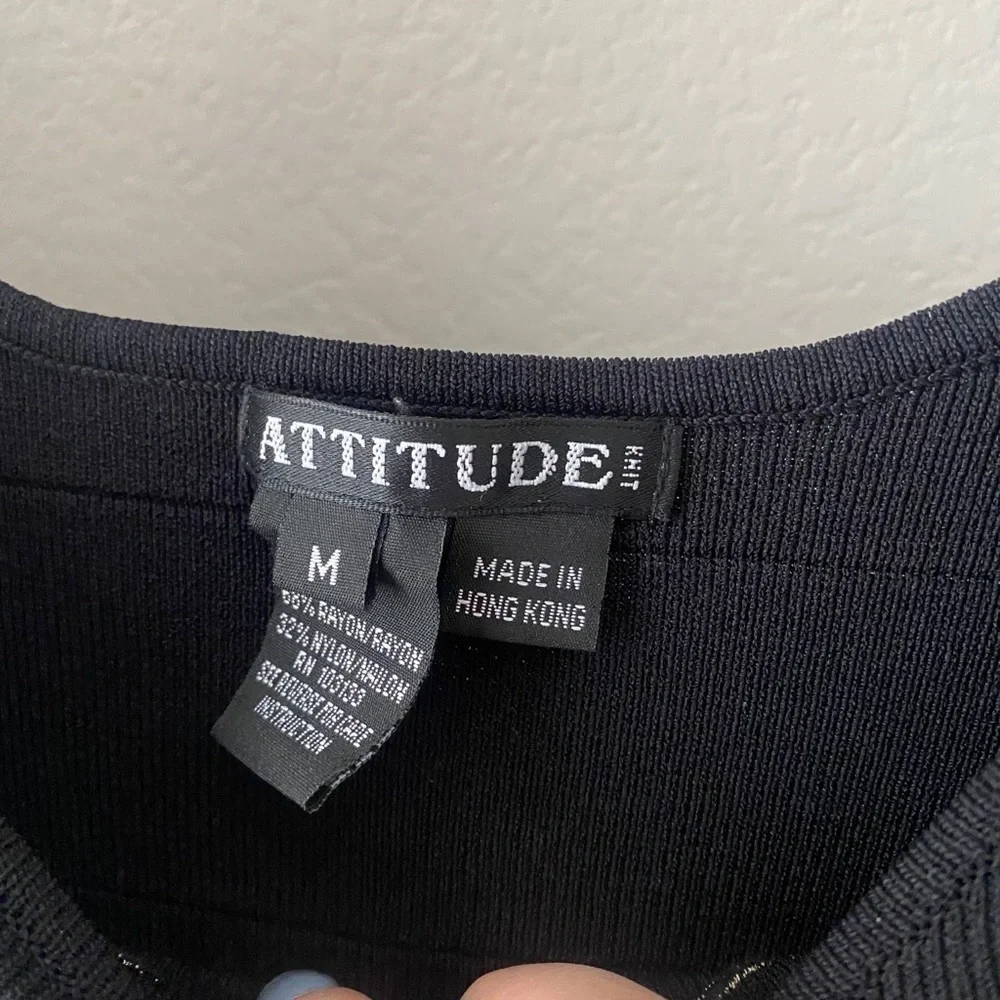 Black knit quarter sleeve top - attitude size M